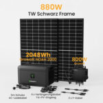 Growatt NOAH 2000 Balkonkraftwerk mit Speicher, 2048/4096/6144/8192Wh, 880/1760W TW Black Frame - 2048Wh Batterie Speicher + 2 x 440W Black Frame Solarmodule + 800W Wechselrichter / Standardversand (Versandkosten werden bei der Kasse berechnet)