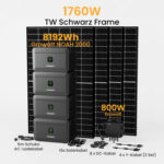 Growatt NOAH 2000 Balkonkraftwerk mit Speicher, 2048/4096/6144/8192Wh, 880/1760W TW Black Frame - 8192Wh Batterie Speicher + 4 x 440W  Black Frame Solarmodule + 800W Wechselrichter / Standardversand (Versandkosten werden bei der Kasse berechnet)