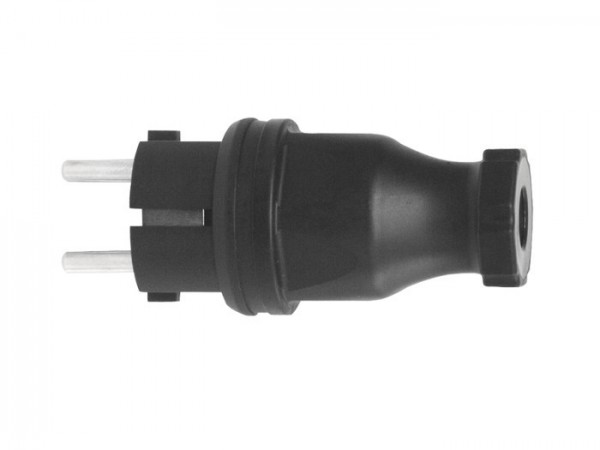 Gummistecker Schuko mit Polyamideinsatz Gummistecker Schuko mit Polyamideinsatz, IP44, 230V, schwarz - Image 1