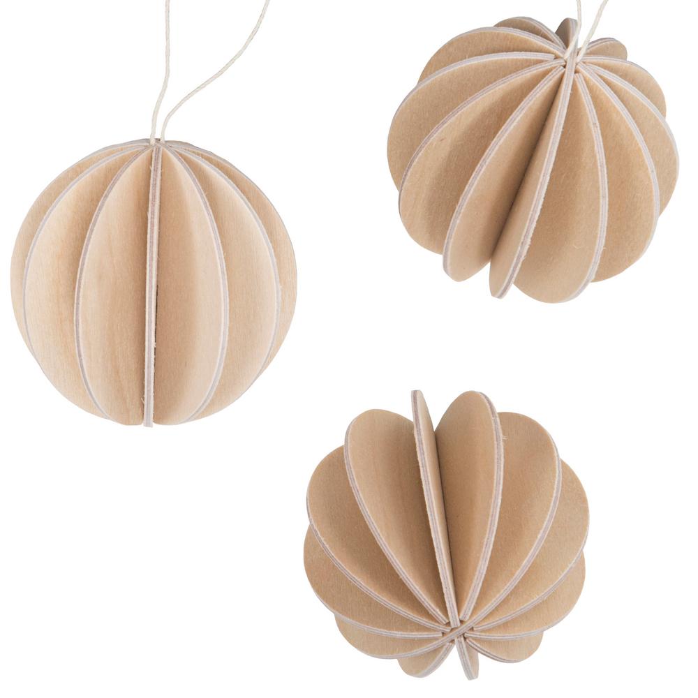Holzdekoration Modell: Baubles 8cm (3er-Pack)