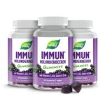 Immun Holunderbeeren Gummibärchen I 4in1 Formel Vitamin C, D3, Zink & Selen I Holunderbeer-Geschmack I vegan I 60 Stk