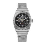 Ingersoll 1892 The Scovill für Herren 43 mm Automatikuhr mit schwarzem Skelett Zifferblatt und silberfarbenem Edelstahlband I13903