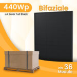 JA Solar 440Wp Full Black Paneel Bifaziale N-Doppelglas-Monomodul Solarmodul - 440Wp Bifaziale JA Solar / 36 Stücke / Abholung Meerbusch