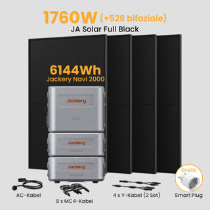 Jackery Navi 2000 Balkonkraftwerk mit Speicher, 2048-8192Wh Solarspeicher dealclub - 2048Wh Solarspeicher+4096Wh Erweiterungsakku+4 x 440Wp Bifaziale Solarmodule / Abholung Berlin