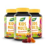 Kids Multi Gummies I Multivitamin für Kinder ab 4 Jahren I 14 Nährstoffe I Orangen-, Trauben-, Kirsch-Geschmack I 60 Stk