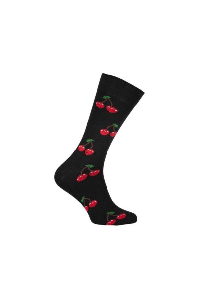 KIRSCHE - Schwarze Socke mit roten Kirschen - Unisex