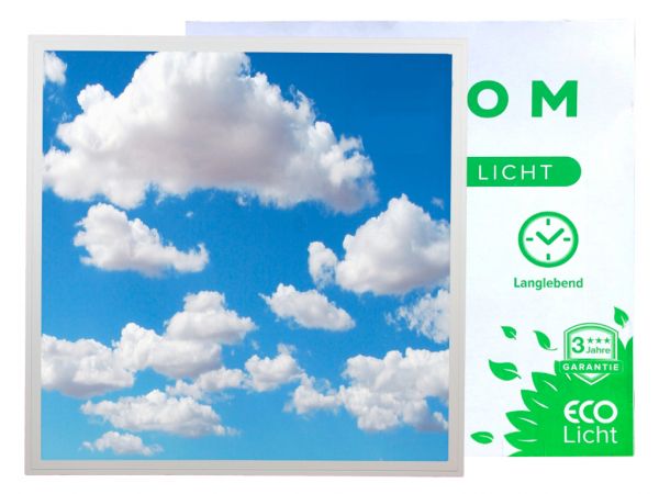 LED Panel 620x620 3D Motiv Himmel 1600lm 40W 30.000Std. inkl. Netzteil