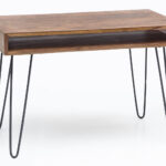Massiver Schreibtisch HARLEM Sheesham Massiv Holz 110 x 60 x 76 cm mit Ablage, Computertisch Massivholz mit Metall Beinen, Design Holz PC Tisch