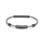 Police Herren Armband Kette Edelstahl Schwarz 18 cm - Herrenarmband Kette Silber Schwarz - Armband Herren Stahlkette