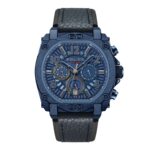Police Herren Armbanduhr Analog Chronograph Leder Blau 44 mm Herrenuhr - Zeitmesser - Uhren