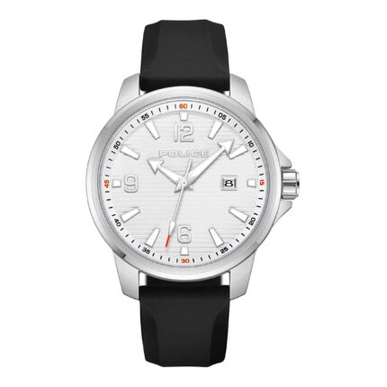 Police Herren Armbanduhr Analog Quarz Uhr Silber/Schwarz 44mm Edelstahl/Gummi Herrenuhr Chronograph Sportuhr
