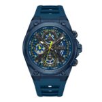 Police Herren Armbanduhr Chronograph Blau/Gelb 44mm - Uhren Armbanduhr Herrenuhr Chronograph Sportuhr - Police Uhr
