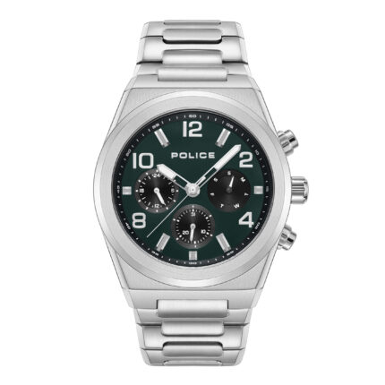 Police Herren Armbanduhr Chronograph Edelstahl Grün Silber Herrenuhr Handgelenk Uhrzeit Zeitmesser
