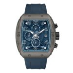 Police Herren Chronograph Uhr Blau/Grau 44mm Edelstahl/Silikon Armband - Herrenarmbanduhr Chronographen Herrenuhr