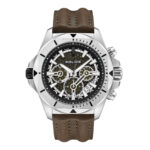 Police Herren Chronograph Uhr Leder Armband Braun Silber 42 mm Herrenuhr Chronographen Herrenuhren