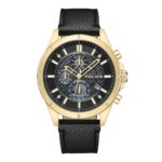 Police Herren Chronograph Uhr Leder Armband Schwarz Gold 42mm Herrenuhr Chronographen