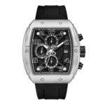 Police Herren Chronograph Uhr Silber/Schwarz 44mm Edelstahl/Silikon Armband - Herrenuhren Chronographen Armbanduhr - Armbänder