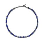 Police Herren Halskette Lapislazuli Hematit Schwarz Blau Perlen Kette Halsband Schmuck Herrenkette