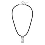 Police Herren Halskette Leder Schwarz Edelstahl Kette Herrenkette Halskette Leder