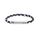 Police Herren Leder Armband Blau/Weiß/Schwarz Geflochten Lederarmband Herrenarmband Lederband Herren Schmuck