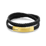 Police Men's Leather Bracelet Black/Gold Herren Armband Leder Armbänder Herrenarmband Schmuck