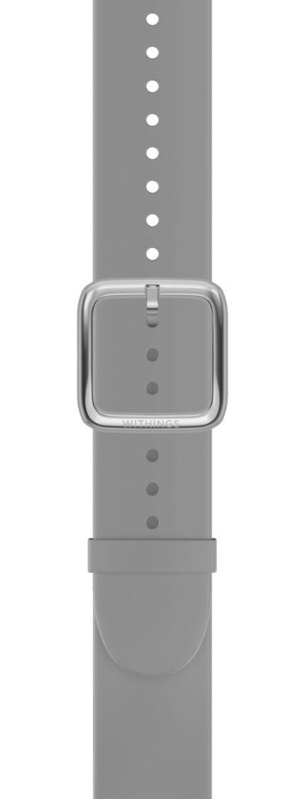 Premium Silicon writsband grey, silver buckle, 18mm