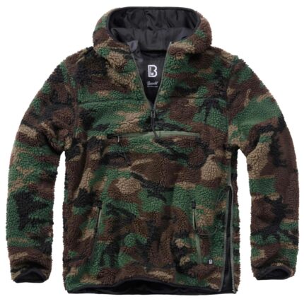 Pullover Teddyfleece Worker woodland – Fleece mit Kapuze Einsatz & Daypacks – Modell 3463 | Outdoor Militär Tactical Gear