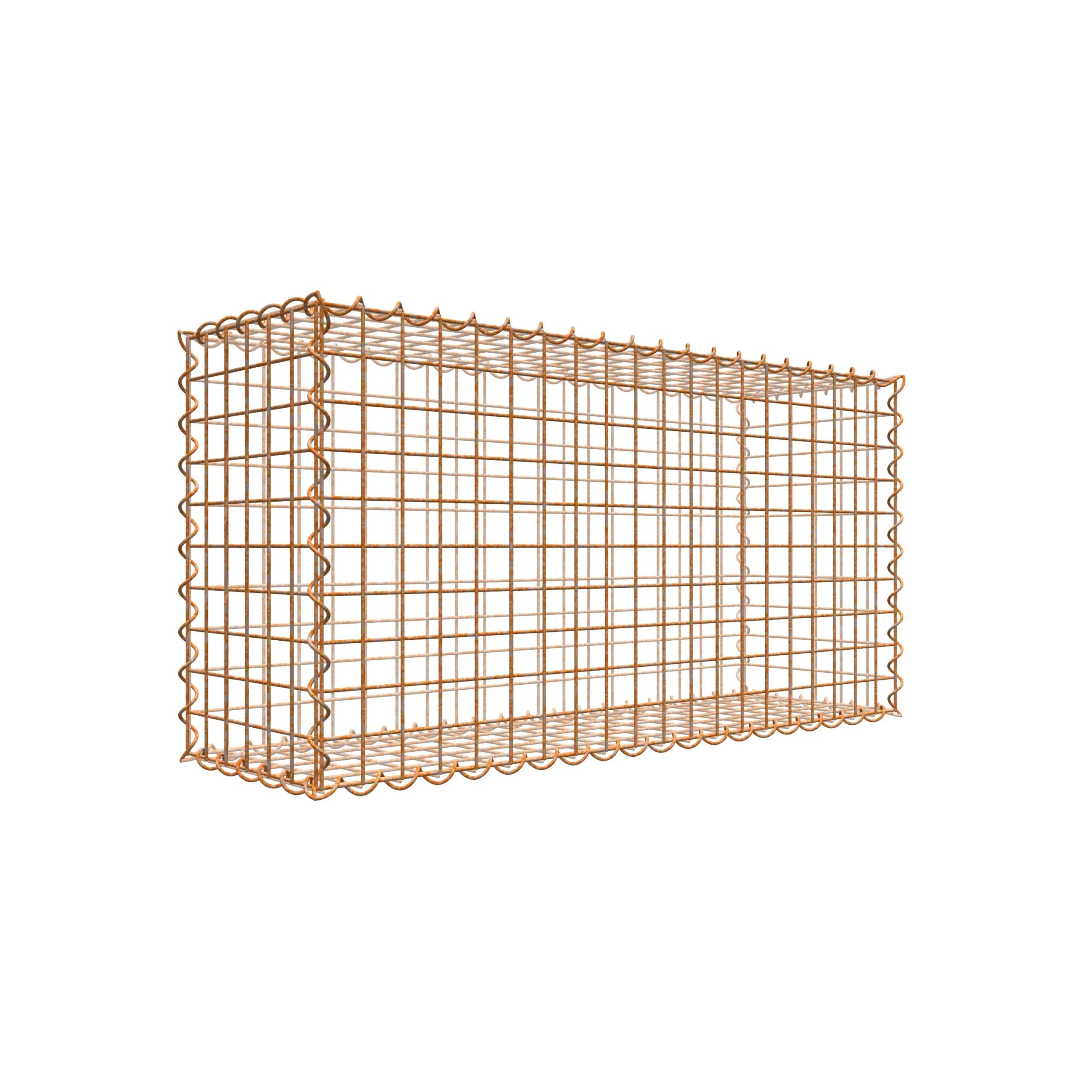 Rostige Gabione 100 cm x 50 cm x 30 cm (L x H x T), Maschenweite 5 cm x 5 cm, Spirale