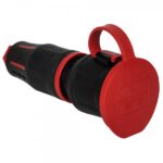 Schukokupplung PA6-2K (Polyamid) gummiert IP54, 230V, schraubenlose Zugentlas...