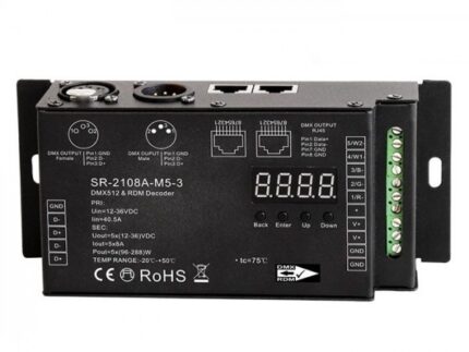 SR-2108B-M5-3 DMX / RDM 5x8A - PWM select XLR RJ45 LED Controller